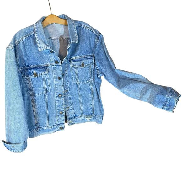Georges Marciano Guess USA Denim Jacket Men’s XL Vintage 80s 90s triangle Logo - Picture 1 of 10